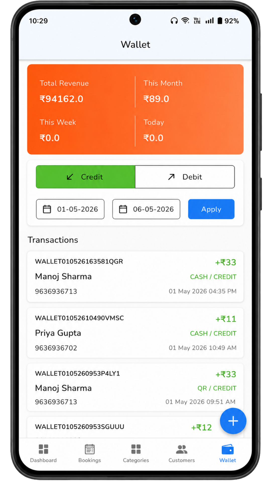 BillBook Laundry Android Wallet Screen